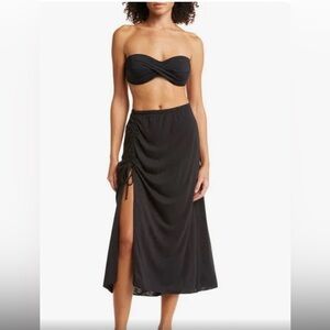 NWT BECCA Black Breezy Basics Adjustable Skirt Cover-Up Size Small